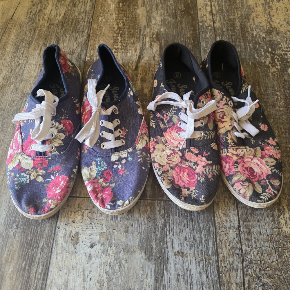 Floral canvas shoes with White Laces